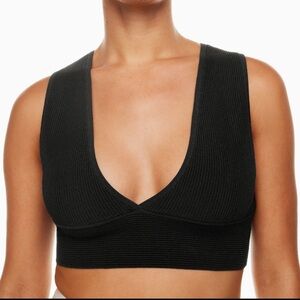 Babaton Sculpt Knit Deep-V tank, black, XS